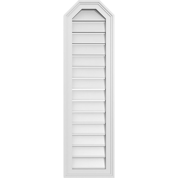 Ekena Millwork Octagonal Top Surface Mount PVC Gable Vent w/ 2"W x 1-1/2"P Brickmould Frame, 12"W x 42"H - GVPOT12X4202SF