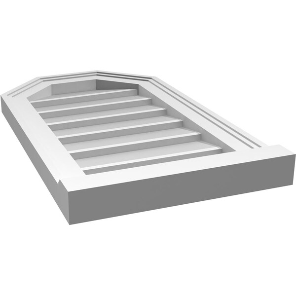 Ekena Millwork Octagonal Top Surface Mount PVC Gable Vent w/ 2"W x 2"P Brickmould Sill Frame, 14"W x 24"H - GVPOT14X2403SN