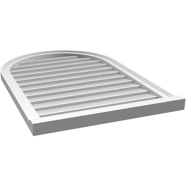 Ekena Millwork Round Top Surface Mount PVC Gable Vent w/ 2"W x 2"P Brickmould Sill Frame, 26"W x 38"H - GVPRT26X3803SN