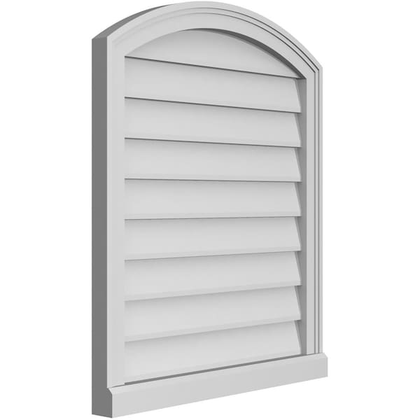 Ekena Millwork Arch Top Surface Mount PVC Gable Vent: Functional, w/ 2"W x 2"P Brickmould Sill Frame, 26"W x 30"H - GVPAR26X3003SF