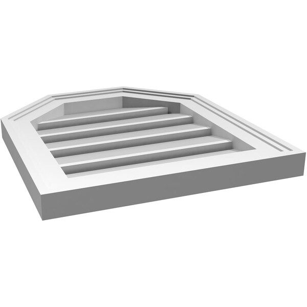 Ekena Millwork Octagonal Top Surface Mount PVC Gable Vent w/ 2"W x 1-1/2"P Brickmould Frame, 16"W x 18"H - GVPOT16X1802SF