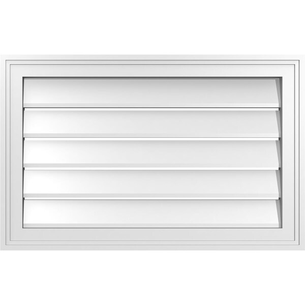 Ekena Millwork Vertical Surface Mount PVC Gable Vent: Functional, w/ 2"W x 1-1/2"P Brickmould Frame, 28"W x 18"H - GVPVE28X1802SF