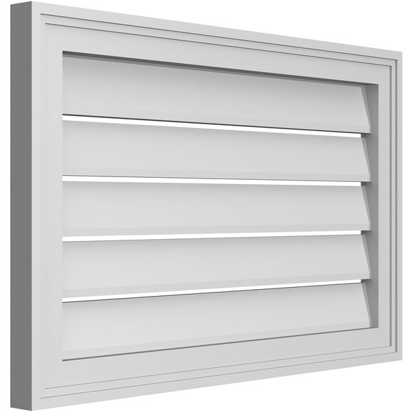 Ekena Millwork Vertical Surface Mount PVC Gable Vent: Functional, w/ 2"W x 1-1/2"P Brickmould Frame, 28"W x 18"H - GVPVE28X1802SF