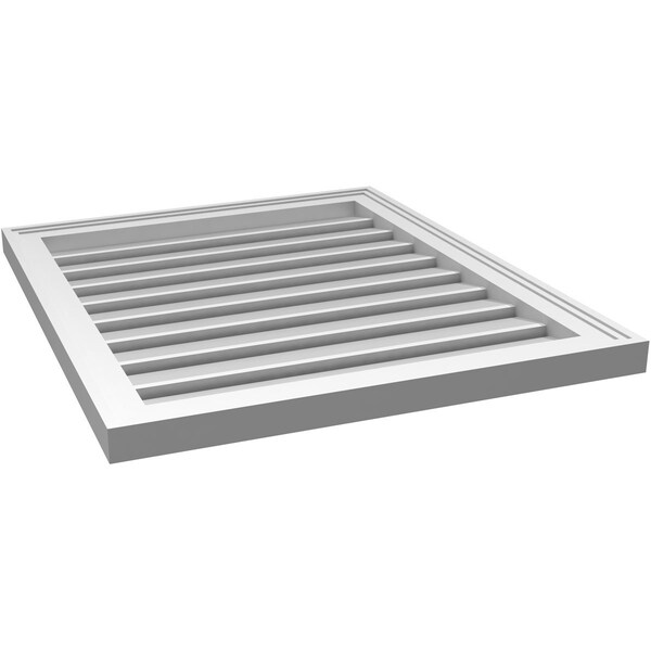 Ekena Millwork Vertical Surface Mount PVC Gable Vent: Functional, w/ 2"W x 1-1/2"P Brickmould Frame, 24"W x 28"H - GVPVE24X2802SF