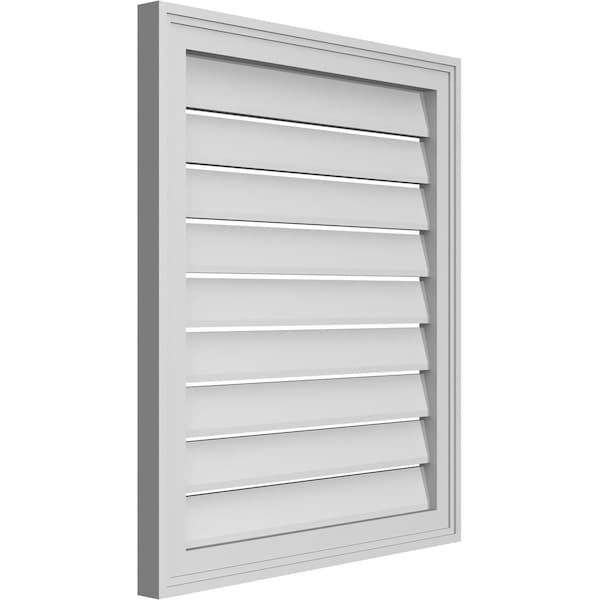 Ekena Millwork Vertical Surface Mount PVC Gable Vent: Functional, w/ 2"W x 1-1/2"P Brickmould Frame, 24"W x 28"H - GVPVE24X2802SF