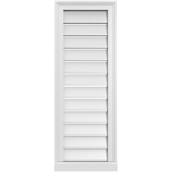 Ekena Millwork Vertical Surface Mount PVC Gable Vent: Functional, w/ 2"W x 2"P Brickmould Sill Frame, 14"W x 38"H - GVPVE14X3803SF