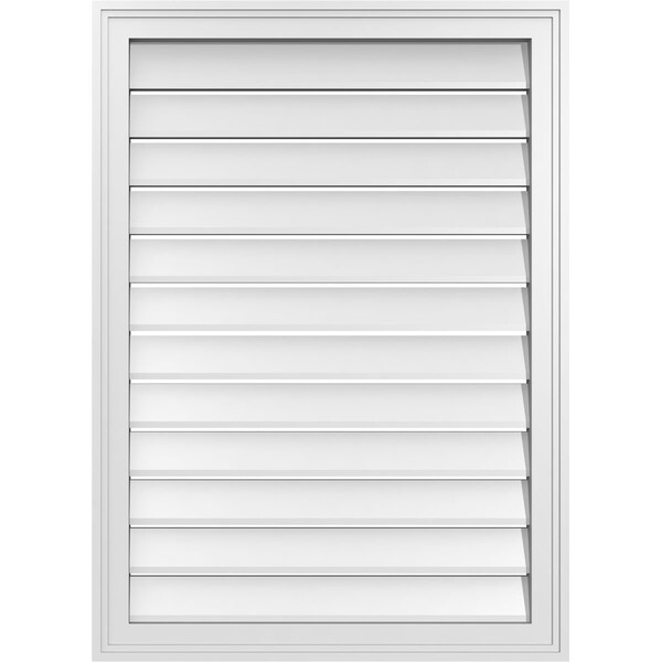 Ekena Millwork Vertical Surface Mount PVC Gable Vent: Functional, w/ 2"W x 1-1/2"P Brickmould Frame, 26"W x 36"H - GVPVE26X3602SF