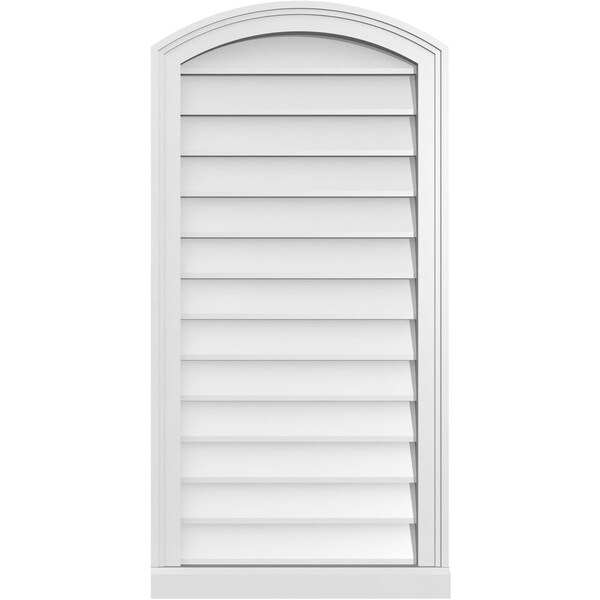 Ekena Millwork Arch Top Surface Mount PVC Gable Vent: Functional, w/ 2"W x 2"P Brickmould Sill Frame, 20"W x 40"H - GVPAR20X4003SF