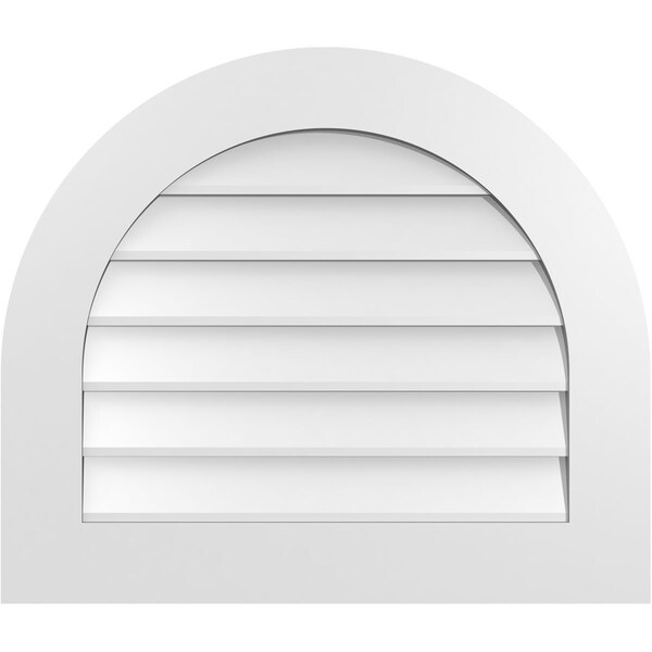 Ekena Millwork Round Top Surface Mount PVC Gable Vent: Non-Functional, w/ 3-1/2"W x 1"P Standard Frame, 28"W x 24"H - GVPRT28X2401SN