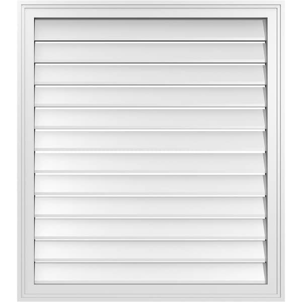 Ekena Millwork Vertical Surface Mount PVC Gable Vent: Functional, w/ 2"W x 1-1/2"P Brickmould Frame, 32"W x 36"H - GVPVE32X3602SF