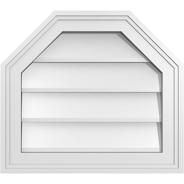 Ekena Millwork Octagonal Top Surface Mount PVC Gable Vent w/ 2"W x 1-1/2"P Brickmould Frame, 18"W x 16"H - GVPOT18X1602SN