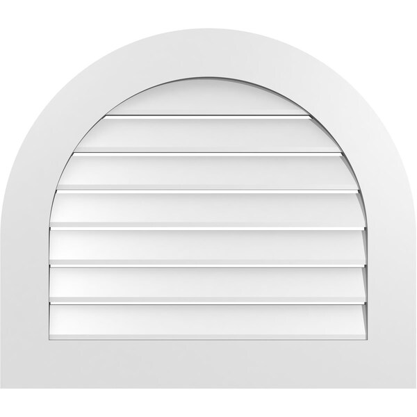 Ekena Millwork Round Top Surface Mount PVC Gable Vent: Functional, w/ 3-1/2"W x 1"P Standard Frame, 30"W x 26"H - GVPRT30X2601SF