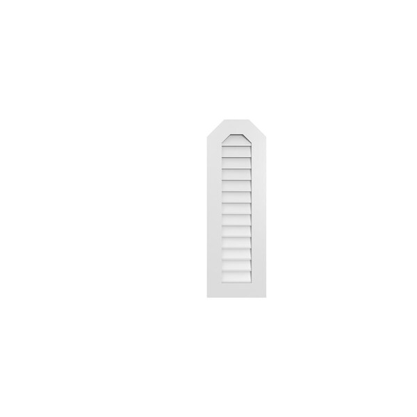 Ekena Millwork Octagonal Top Surface Mount PVC Gable Vent w/ 3-1/2"W x 1"P Standard Frame, 14"W x 42"H - GVPOT14X4201SN