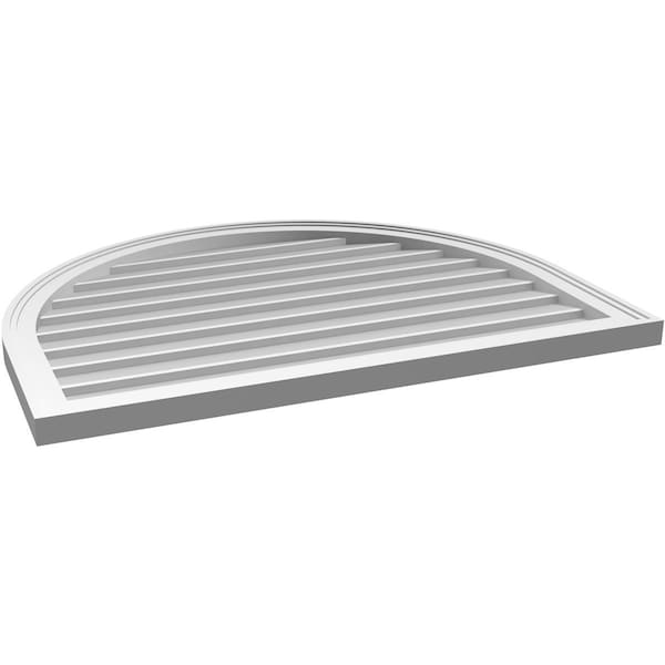 Ekena Millwork Round Top Surface Mount PVC Gable Vent w/ 2"W x 1-1/2"P Brickmould Frame, 36"W x 28"H - GVPRT36X2802SN