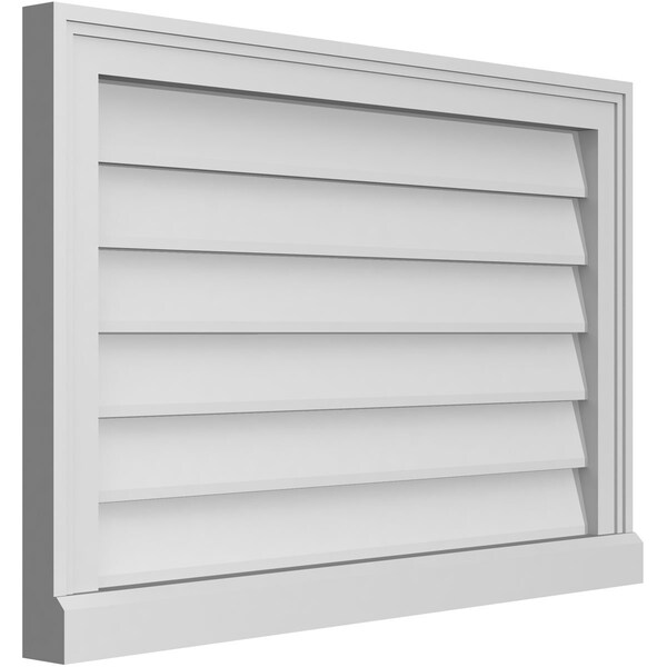 Ekena Millwork Vertical Surface Mount PVC Gable Vent w/ 2"W x 2"H , Brickmould Sill Frame, 30"W x 20"H - GVPVE30X2003SN