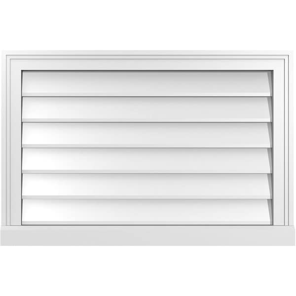 Ekena Millwork Vertical Surface Mount PVC Gable Vent w/ 2"W x 2"H , Brickmould Sill Frame, 30"W x 20"H - GVPVE30X2003SN