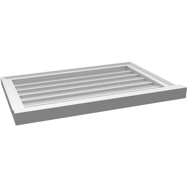 Ekena Millwork Vertical Surface Mount PVC Gable Vent w/ 2"W x 2"H , Brickmould Sill Frame, 30"W x 20"H - GVPVE30X2003SN
