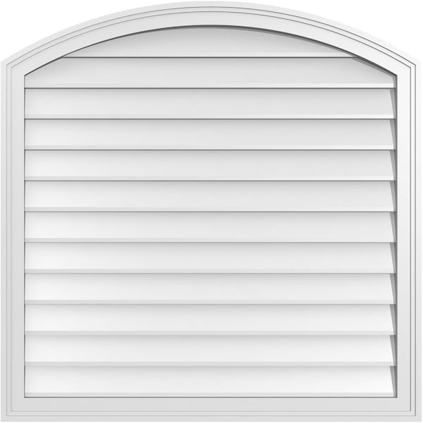 Ekena Millwork Arch Top Surface Mount PVC Gable Vent: Functional, w/ 2"W x 1-1/2"P Brickmould Frame, 36"W x 36"H - GVPAR36X3602SF