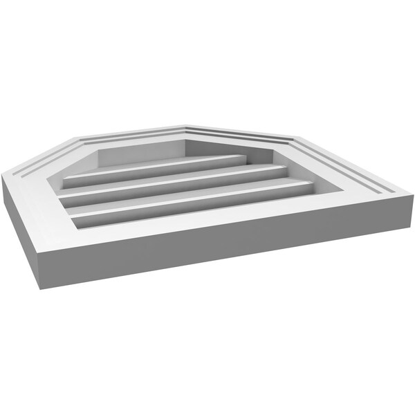 Ekena Millwork Octagonal Top Surface Mount PVC Gable Vent w/ 2"W x 1-1/2"P Brickmould Frame, 16"W x 14"H - GVPOT16X1402SF