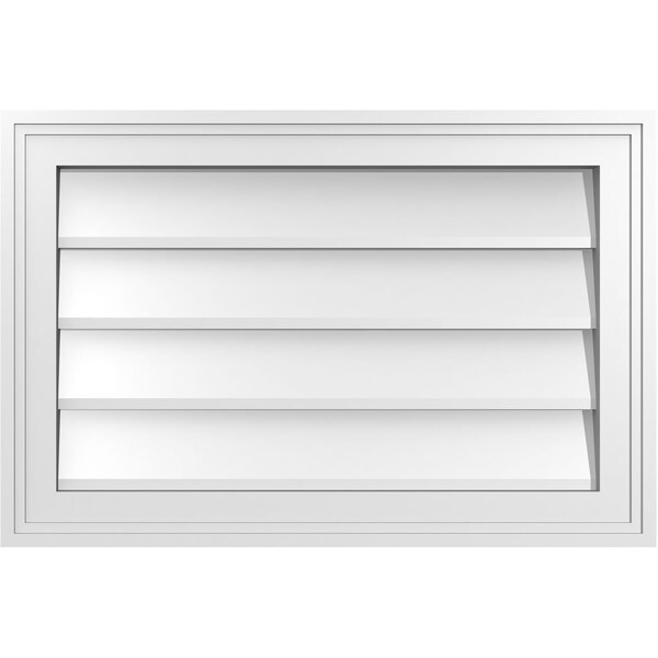 Ekena Millwork Vertical Surface Mount PVC Gable Vnt: Non-Functional, w/2"W x 1-1/2"H, Brickmould Frame, 24"W x 16"H - GVPVE24X1602SN