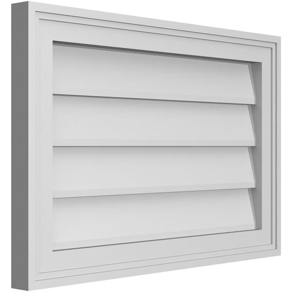 Ekena Millwork Vertical Surface Mount PVC Gable Vnt: Non-Functional, w/2"W x 1-1/2"H, Brickmould Frame, 24"W x 16"H - GVPVE24X1602SN