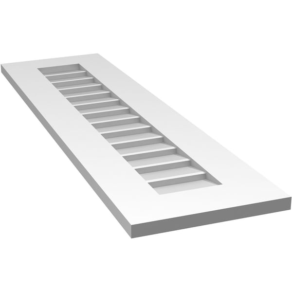 Ekena Millwork Vertical Surface Mount PVC Gable Vent: Non-Functional, w/ 3-1/2"W x 1"P Standard Frame, 12"W x 42"H - GVPVE12X4201SN