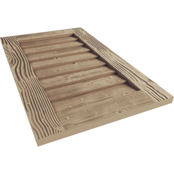 Ekena Millwork Timberthane Sandblasted Vertical Faux Wood Non-Functional Gable Vent, Primed Tan, 34"W x 30"H - GVURVE34X30DSDPR