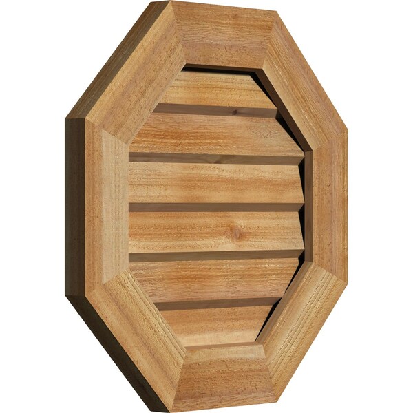 Ekena Millwork Octagonal Gable Vnt Non-Functional Western Red Cedar Gable Vnt w/Decorative Face Frame, 18"W x 18"H - GVWOC18X1802RDUWR