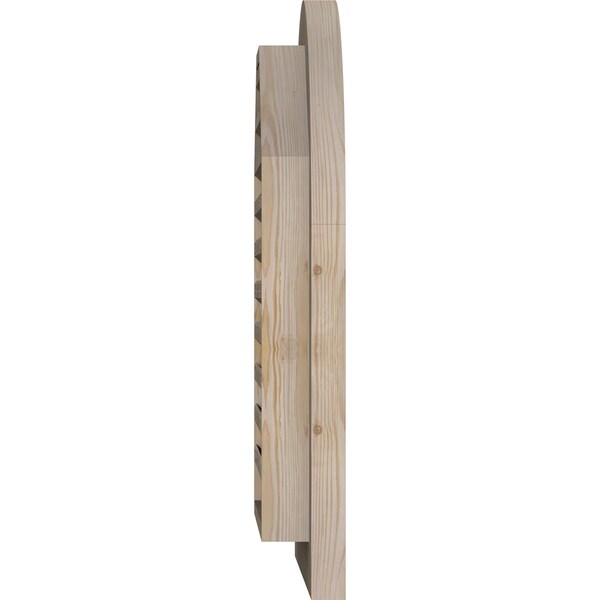 Ekena Millwork Round Top Gable Vent Unfinished, Functional, Pine Gable Vent w/ Brick Mould Face Frame, 24"W x 26"H - GVWRT24X2600SFUPI