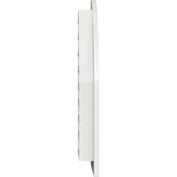 Ekena Millwork Quarter Round Top Left Primed, Functional, Pine Gable Vent w/ 1" x 4" Flat Trim Frame, 08"W x 12"H - GVWQL08X1201SFPPI