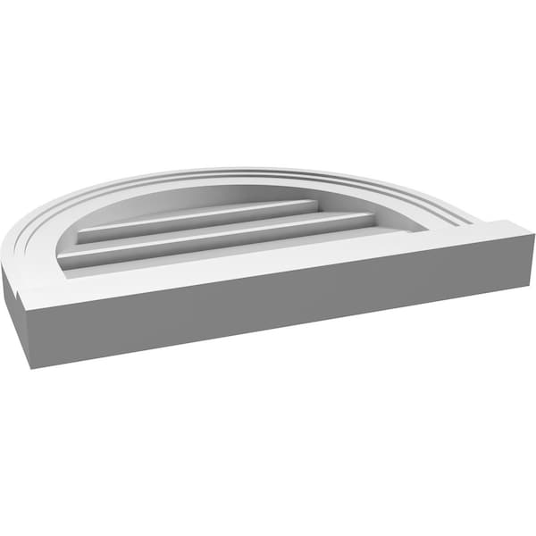 Ekena Millwork Round Top Surface Mount PVC Gable Vent: Functional, w/ 2"W x 2"P Brickmould Sill Frame, 18"W x 14"H - GVPRT18X1403SF