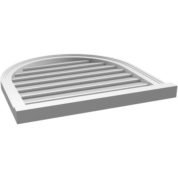 Ekena Millwork Round Top Surface Mount PVC Gable Vent: Functional, w/ 2"W x 2"P Brickmould Sill Frame, 26"W x 26"H - GVPRT26X2603SF
