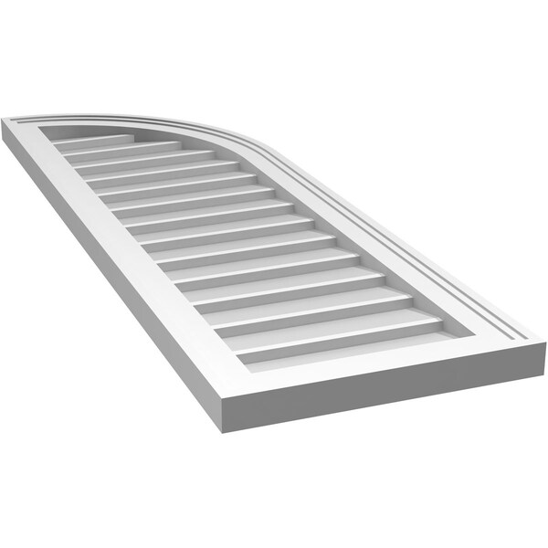 Ekena Millwork Quarter Round Top Right Surface Mount PVC Gable Vent w/ 2"W x 1-1/2"P Brickmould Frame, 14"W x 42"H - GVPQR14X4202SN