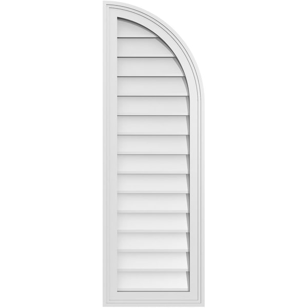 Ekena Millwork Quarter Round Top Right Surface Mount PVC Gable Vent w/ 2"W x 1-1/2"P Brickmould Frame, 14"W x 42"H - GVPQR14X4202SN