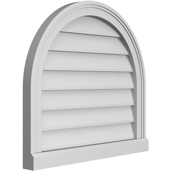 Ekena Millwork Round Top Surface Mount PVC Gable Vent w/ 2"W x 2"P Brickmould Sill Frame, 24"W x 22"H - GVPRT24X2203SN