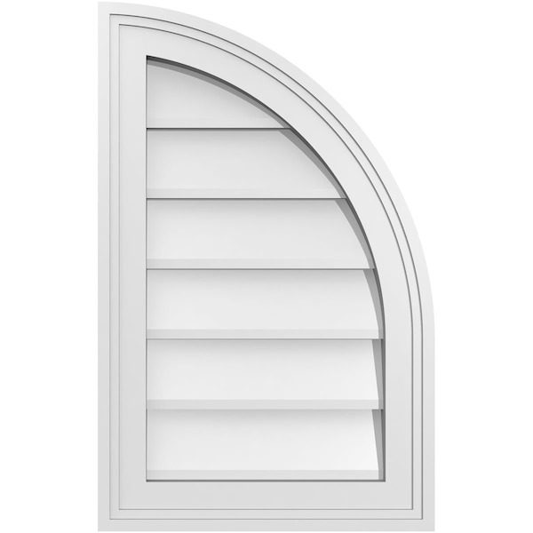 Ekena Millwork Quarter Round Top Right Surface Mount PVC Gable Vent w/ 2"W x 2"P Brickmould Sill Frame, 14"W x 22"H - GVPQR14X2203SN