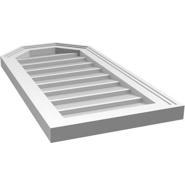 Ekena Millwork Octagonal Top Surface Mount PVC Gable Vent w/ 2"W x 1-1/2"P Brickmould Frame, 14"W x 28"H - GVPOT14X2802SN