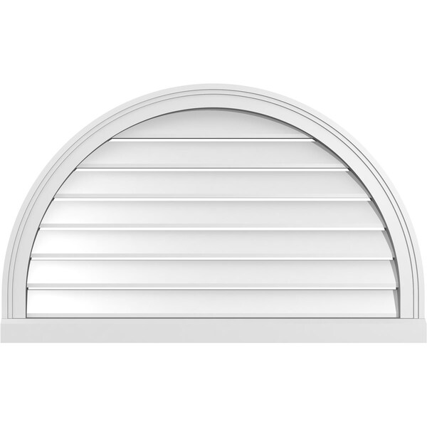 Ekena Millwork Round Top Surface Mount PVC Gable Vent: Functional, w/ 2"W x 2"P Brickmould Sill Frame, 36"W x 22"H - GVPRT36X2203SF