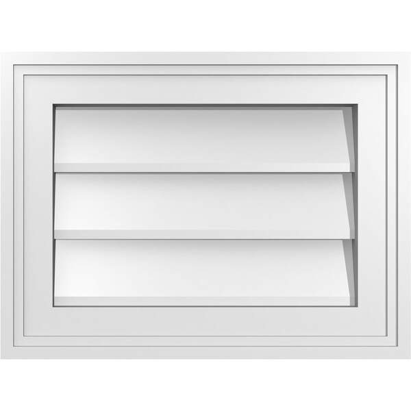 Ekena Millwork Vertical Surface Mount PVC Gable Vnt: Non-Functional, w/2"W x 1-1/2"H, Brickmould Frame, 16"W x 12"H - GVPVE16X1202SN