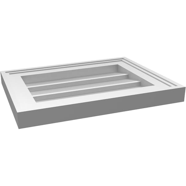 Ekena Millwork Vertical Surface Mount PVC Gable Vnt: Non-Functional, w/2"W x 1-1/2"H, Brickmould Frame, 16"W x 12"H - GVPVE16X1202SN