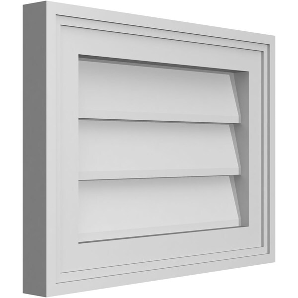 Ekena Millwork Vertical Surface Mount PVC Gable Vnt: Non-Functional, w/2"W x 1-1/2"H, Brickmould Frame, 16"W x 12"H - GVPVE16X1202SN