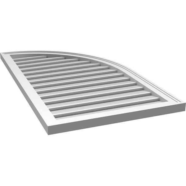 Ekena Millwork Quarter Round Top Right Surface Mount PVC Gable Vent w/ 2"W x 1-1/2"P Brickmould Frame, 24"W x 42"H - GVPQR24X4202SF