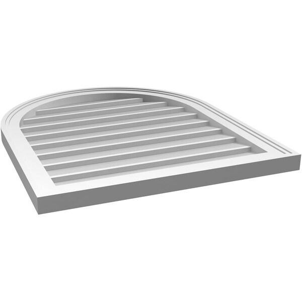 Ekena Millwork Round Top Surface Mount PVC Gable Vent w/ 2"W x 1-1/2"P Brickmould Frame, 24"W x 28"H - GVPRT24X2802SN