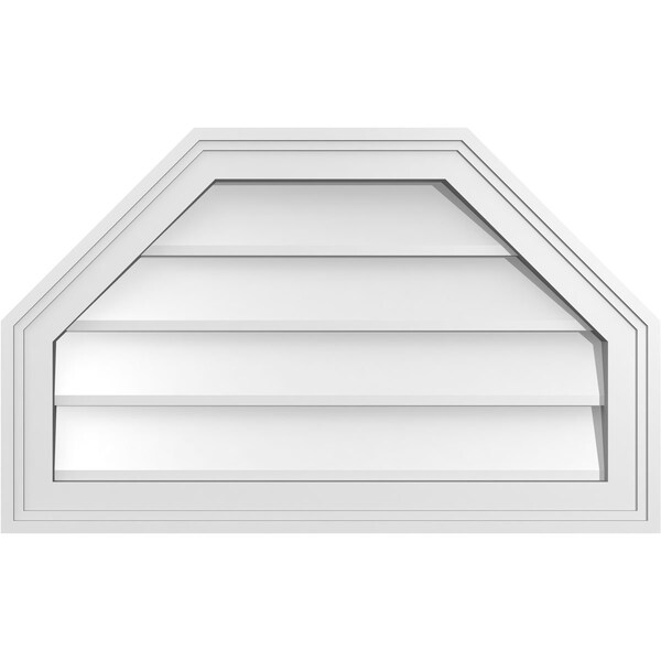 Ekena Millwork Octagonal Top Surface Mount PVC Gable Vent w/ 2"W x 1-1/2"P Brickmould Frame, 26"W x 16"H - GVPOT26X1602SN