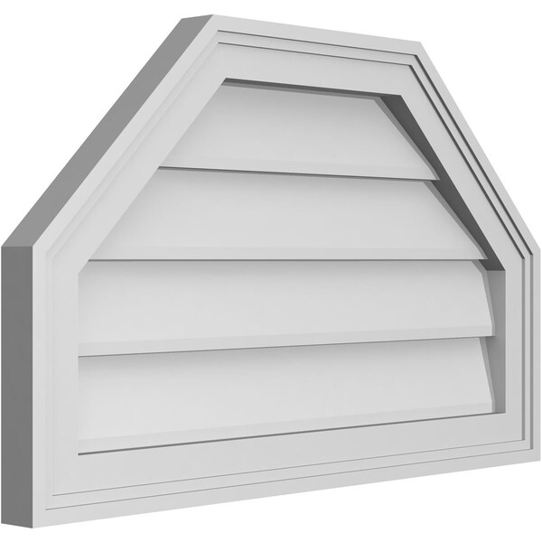 Ekena Millwork Octagonal Top Surface Mount PVC Gable Vent w/ 2"W x 1-1/2"P Brickmould Frame, 26"W x 16"H - GVPOT26X1602SN