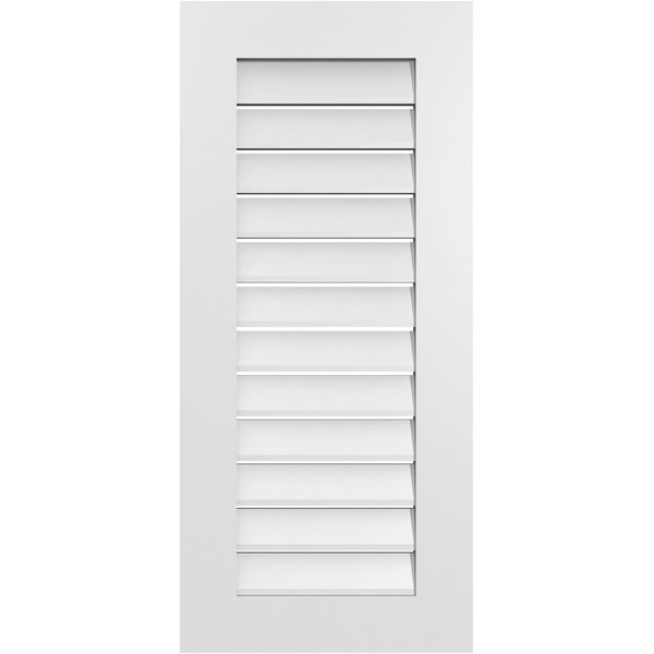Ekena Millwork Vertical Surface Mount PVC Gable Vent: Functional, w/ 3-1/2"W x 1"P Standard Frame, 18"W x 40"H - GVPVE18X4001SF
