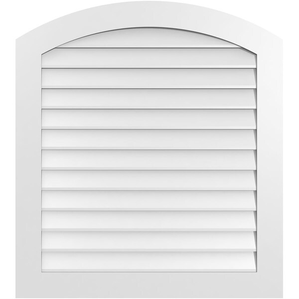 Ekena Millwork Arch Top Surface Mount PVC Gable Vent: Functional, w/ 3-1/2"W x 1"P Standard Frame, 36"W x 40"H - GVPAR36X4001SF