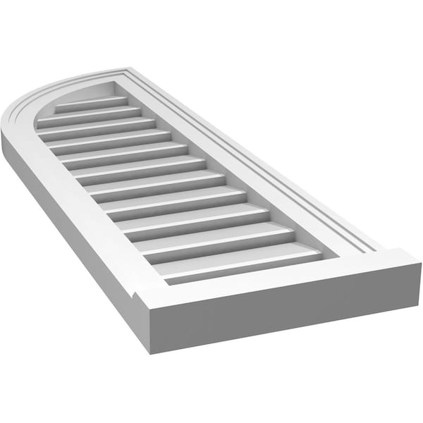 Ekena Millwork Quarter Round Top Left Surface Mount PVC Gable Vent w/ 2"W x 2"P Brickmould Sill Frame, 12"W x 36"H - GVPQL12X3603SF