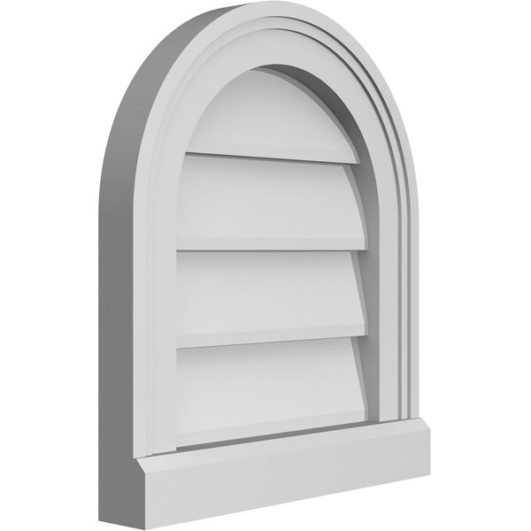 Ekena Millwork Round Top Surface Mount PVC Gable Vent w/ 2"W x 2"P Brickmould Sill Frame, 14"W x 16"H - GVPRT14X1603SN