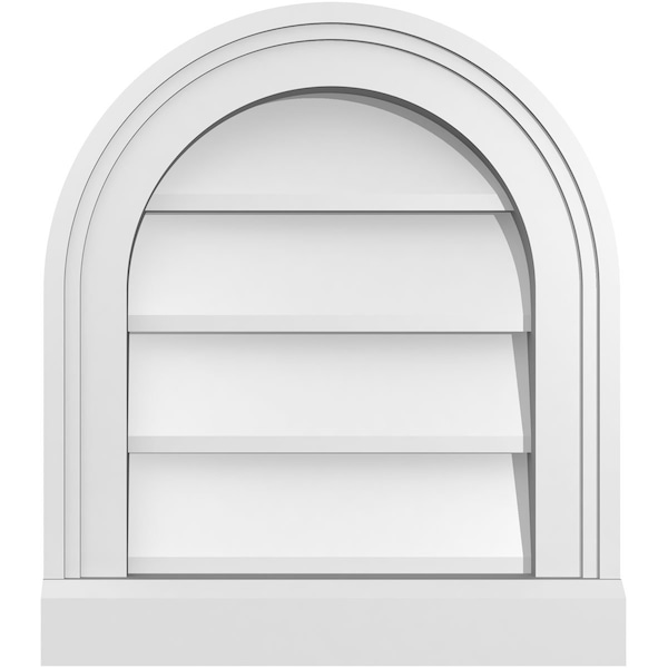 Ekena Millwork Round Top Surface Mount PVC Gable Vent w/ 2"W x 2"P Brickmould Sill Frame, 14"W x 16"H - GVPRT14X1603SN